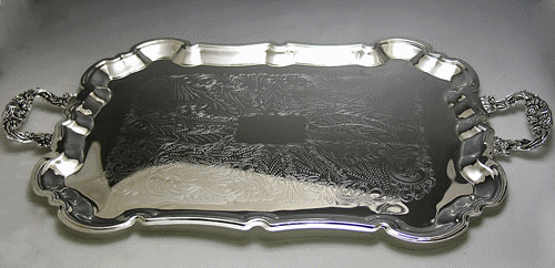 Rectangle Silverplated Tray with Handles - 18028