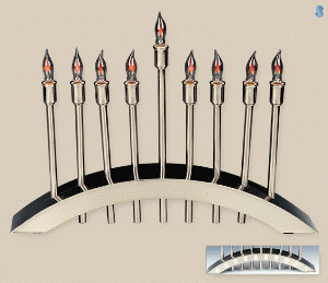 Stainless Steel Electric Menorah with Flickering Bulbs
