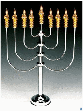 Tall Silverplated-Goldplated Flower Electric Menorah with Flickering Bulbs