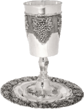Grape Design Nickel-Plated Elijah Goblet Cup and Tray - 120N