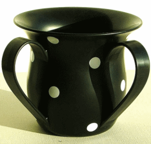 Black Unbreakable Washing Cup with White Dots by Ronit Akavia