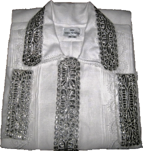 Curly S-Lace Kittel 60125 with Silver Geflochtene Atara Jewels
