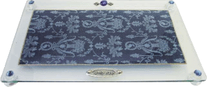 Blue Art Challah Tray On Legs by Lily Art