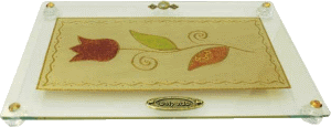 Colorful Rose Art Challah Tray On Legs by Lily Art