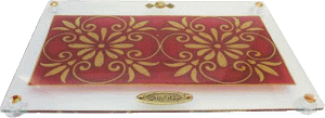 Burgundy Art Challah Tray On Legs by Lily Art