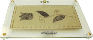 Brown Rose Art Challah Tray On Legs by Lily Art