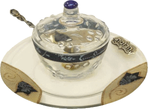 Blue Tulip Charoset Dish with Lid and Plate by Lily Art