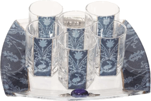 Blue Glass Liquor Set with Matching Tray by Lily Art