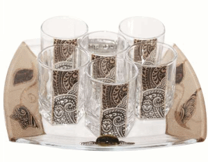 Brown Glass Liquor Set with Matching Tray by Lily Art