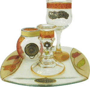 Colorful Glass Havdalah Set with Matching Tray by Lily Art