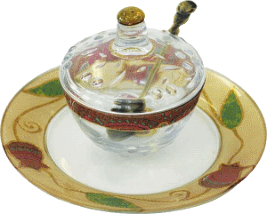 Brown Glass Pomegranate Round Honey Dish Set by Lily Art